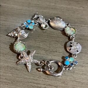 BEACH THEME CHARM BRACELET SILVER TONE